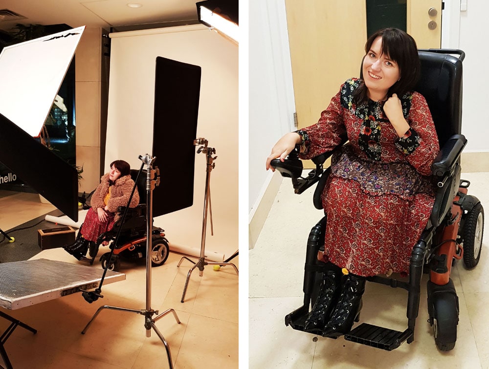 niepełnosprawna dziewczyna na wózku z reklamy orange love