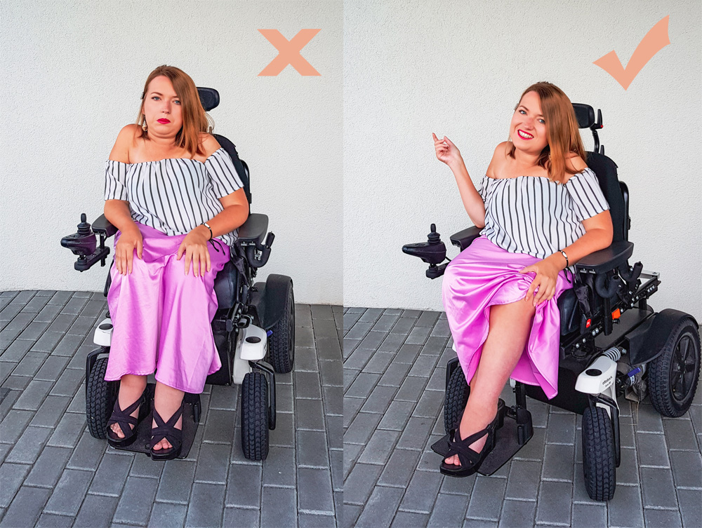 Jak pozować do zdjęć siedząc (nie tylko na wózku) - 5 sposobów na to, by zawsze dobrze wyglądać na zdjęciach!